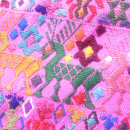 Vintage cotton unique Pink handmade weaved Mayan Tactic huipil