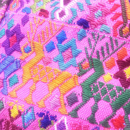 Vintage cotton unique Pink handmade weaved Mayan Tactic huipil