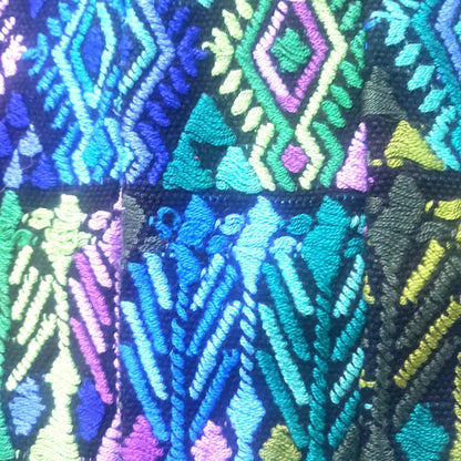 Vintage cotton unique GREEN handmade weaved Mayan TACTIC COBAN huipil