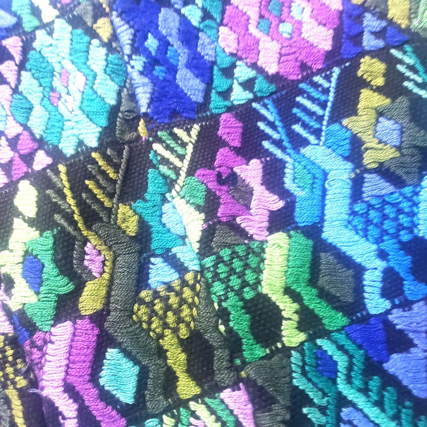 Vintage cotton unique GREEN handmade weaved Mayan TACTIC COBAN huipil