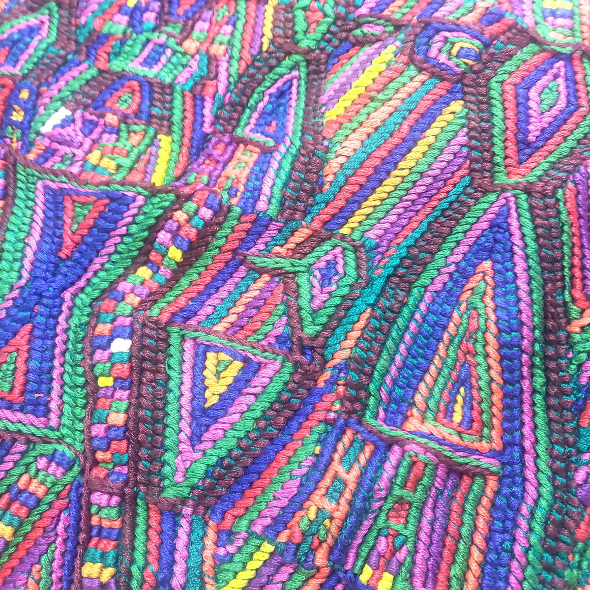 Vintage Guatemalan Unique Red Handmade Weaved Cotton -NEBAJ Huipil- Birds Horses and Geometric Patterns