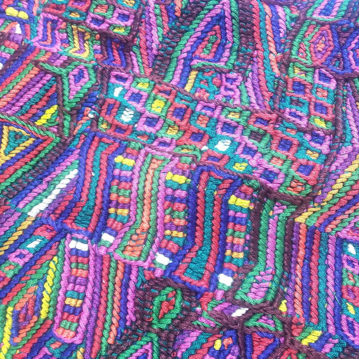 Vintage Guatemalan Unique Red Handmade Weaved Cotton -NEBAJ Huipil- Birds Horses and Geometric Patterns