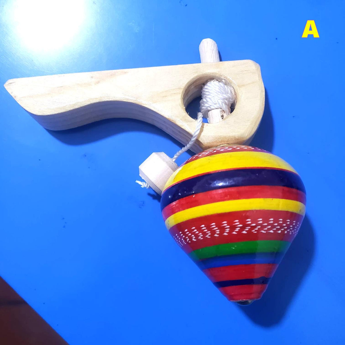 Guatemalan Spinning Wooden Top Toy: Handcrafted Kids' Gift