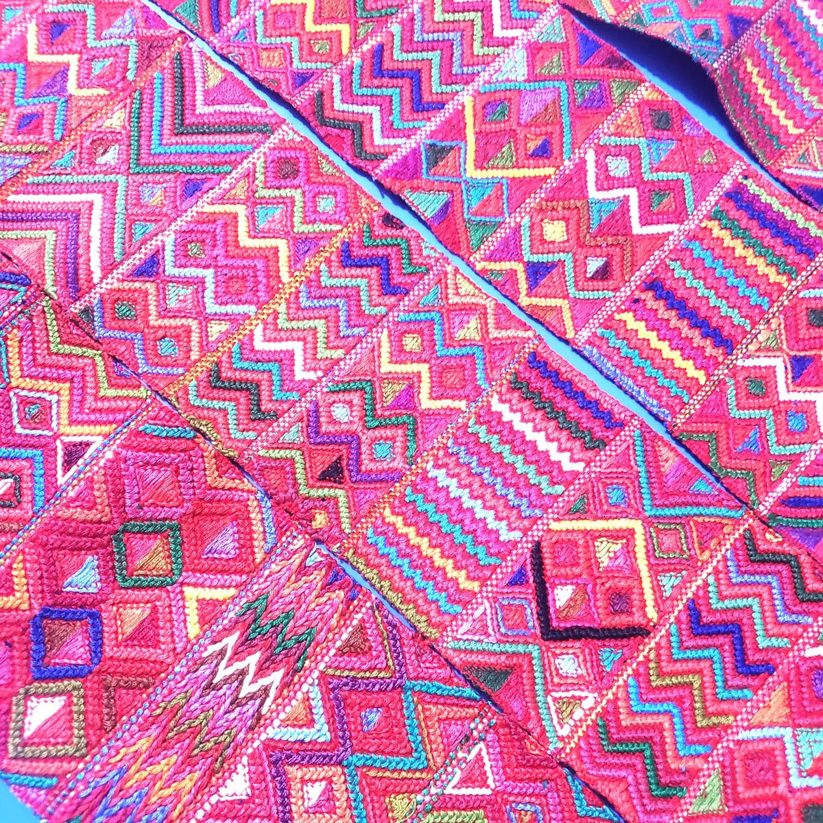 Vintage Red / Green Unique Guatemala Handmade WEAVED Cotton SASH CINTA from Aguacatan