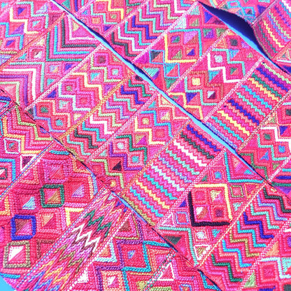 Vintage Red / Green Unique Guatemala Handmade WEAVED Cotton SASH CINTA from Aguacatan