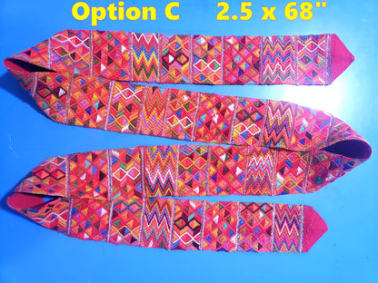 Vintage Red / Green Unique Guatemala Handmade WEAVED Cotton SASH CINTA from Aguacatan