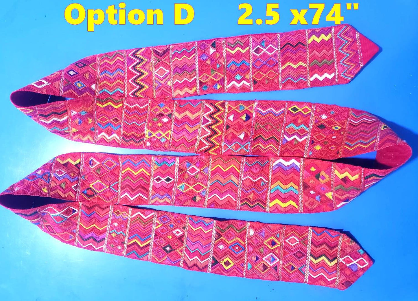 Vintage Red / Green Unique Guatemala Handmade WEAVED Cotton SASH CINTA from Aguacatan