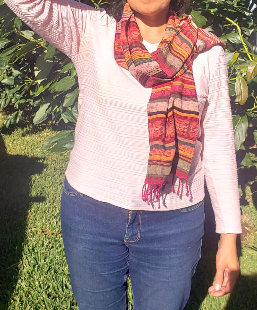 Set of 16 Handmade Guatemalan cotton ikat scarves with fringes