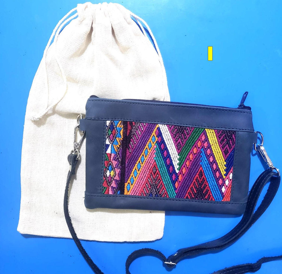 Aesthetic Woman Guatemalan Leather Huipil CROSSBODY Wristlet CLUTCH PURSE - Wristlet