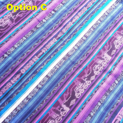 Guatemalan Unique Vintage IKAT COTTON Fabric Per YARD- Hand Woven Ethnic Textile -