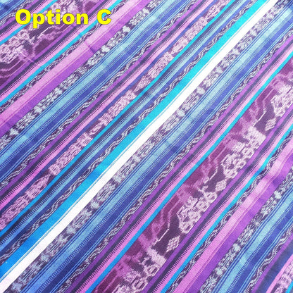 Guatemalan Unique Vintage IKAT COTTON Fabric Per YARD- Hand Woven Ethnic Textile -