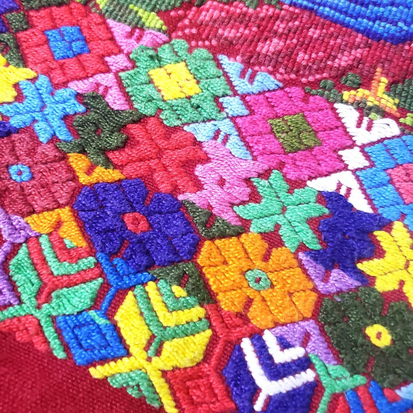 Vintage cotton unique RED handmade weaved Mayan TACTIC COBAN huipil