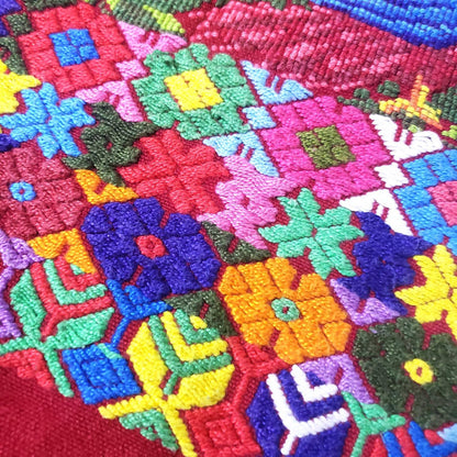 Vintage cotton unique RED handmade weaved Mayan TACTIC COBAN huipil