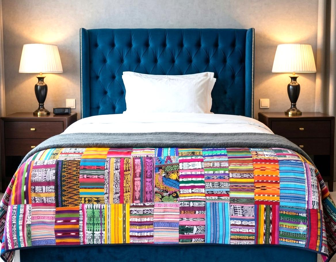 Multicolor Handmade Patchwork QUILT Huipil Throw