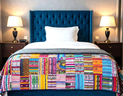Multicolor Handmade Patchwork QUILT Huipil Throw