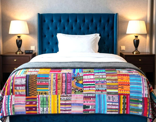 Multicolor Handmade Patchwork QUILT Huipil Throw