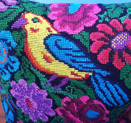 MINI Guatemala Pillow, PARROT Family Artistic Cushion 10x10, Birds Pillow Case