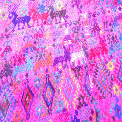 Vintage cotton unique Pink handmade weaved Mayan Tactic huipil