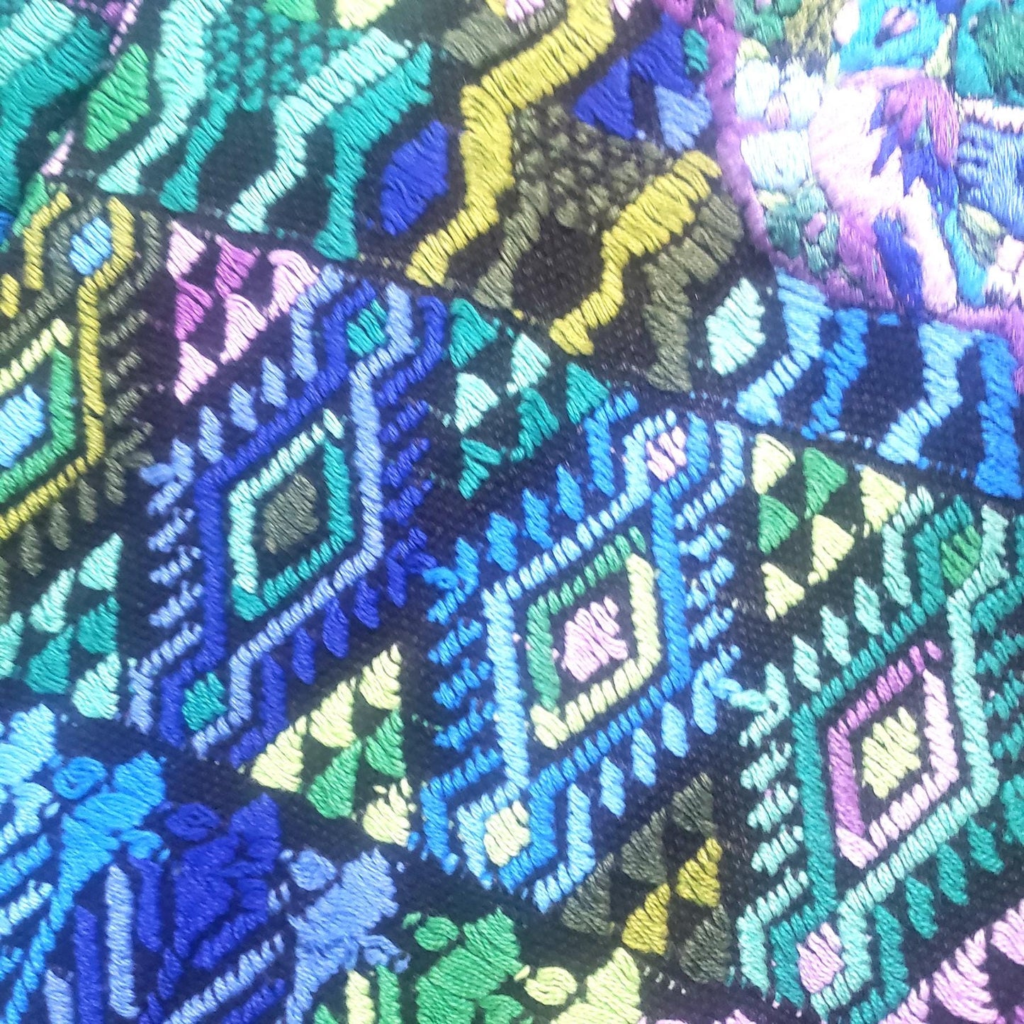 Vintage cotton unique GREEN handmade weaved Mayan TACTIC COBAN huipil