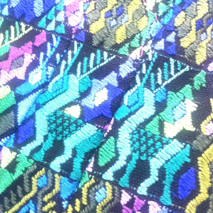 Vintage cotton unique GREEN handmade weaved Mayan TACTIC COBAN huipil
