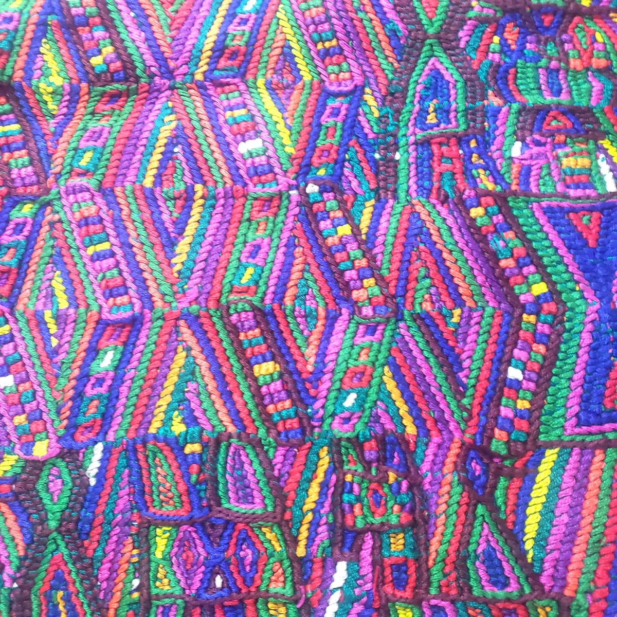 Vintage Guatemalan Unique Red Handmade Weaved Cotton -NEBAJ Huipil- Birds Horses and Geometric Patterns