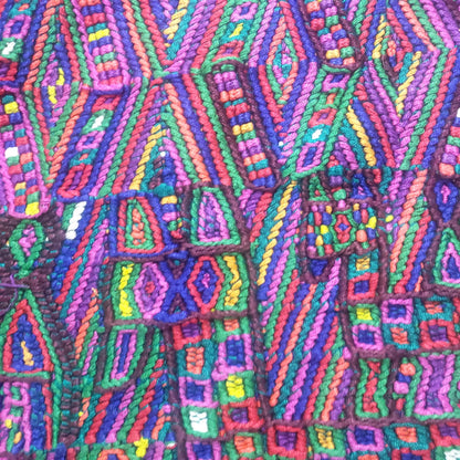 Vintage Guatemalan Unique Red Handmade Weaved Cotton -NEBAJ Huipil- Birds Horses and Geometric Patterns