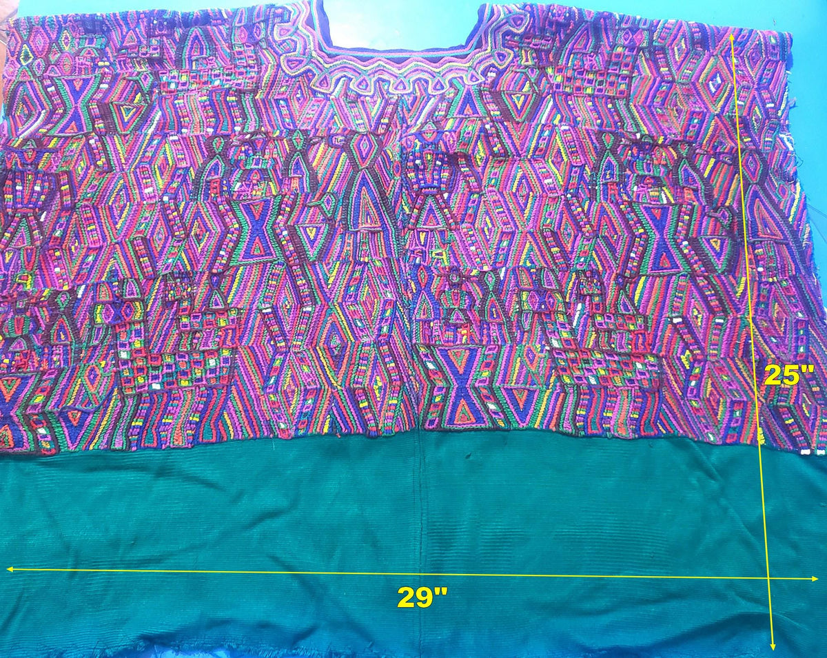 Vintage Guatemalan Unique Red Handmade Weaved Cotton -NEBAJ Huipil- Birds Horses and Geometric Patterns