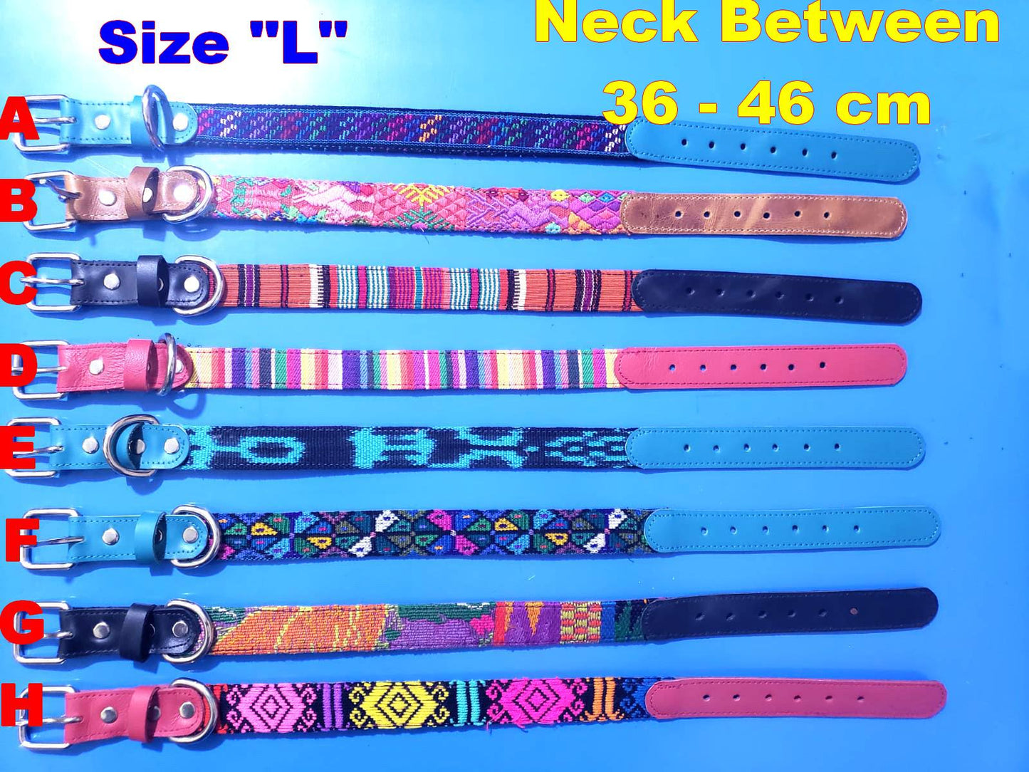 Authentic Handmade Leather and Textile DOG Collar, Colorful Woven PET Collar
