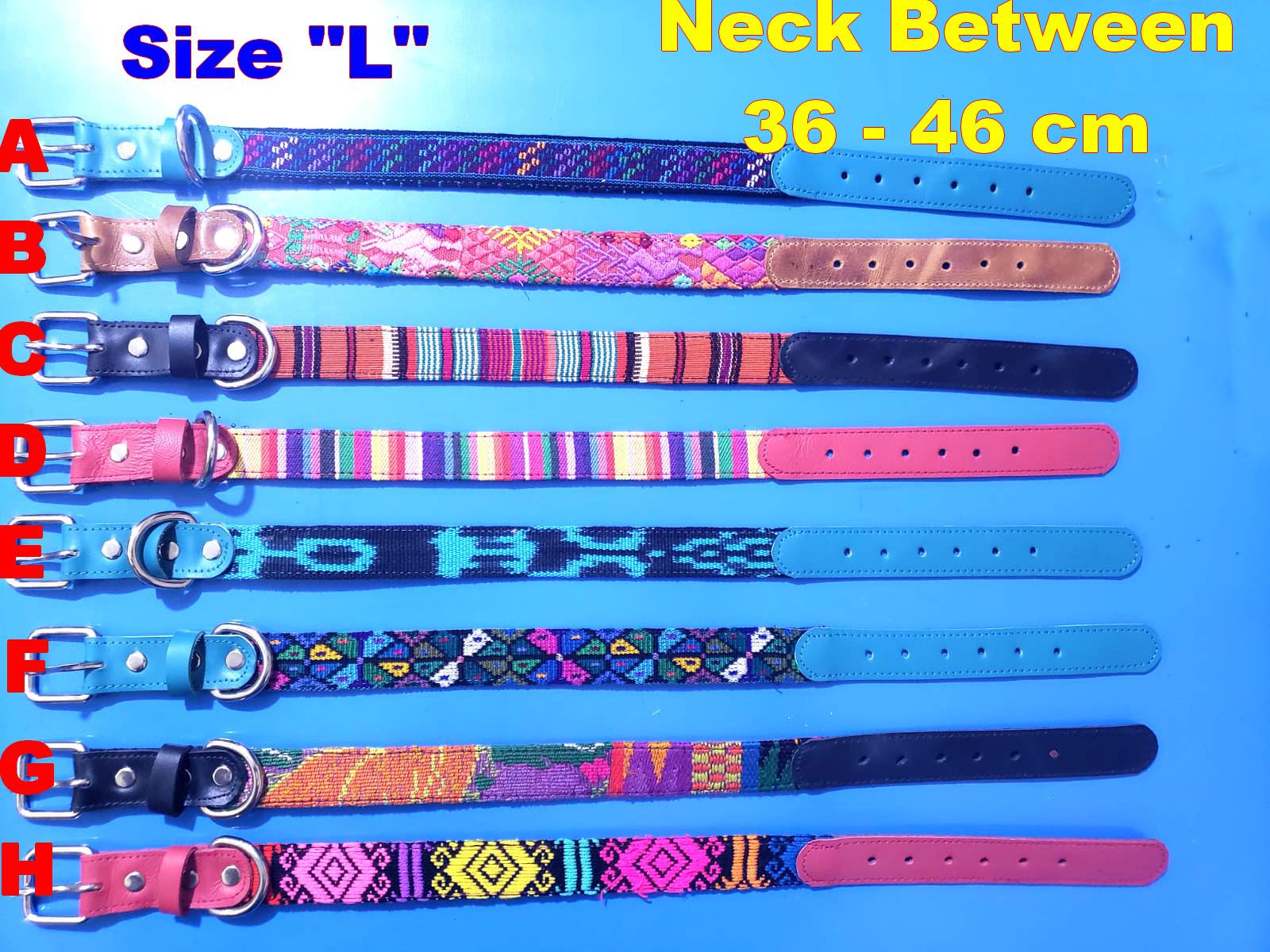 Authentic Handmade Leather and Textile DOG Collar, Colorful Woven PET Collar
