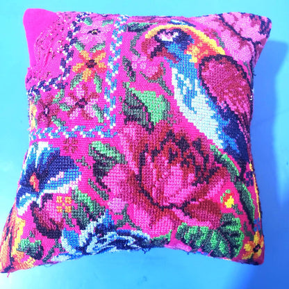 MINI Guatemala Pillow, PARROT Family Artistic Cushion 8x8, Birds Pillow Case