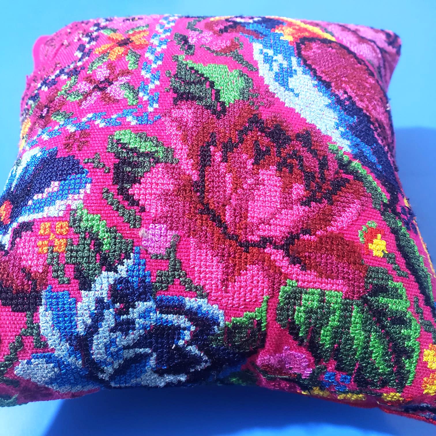 MINI Guatemala Pillow, PARROT Family Artistic Cushion 8x8, Birds Pillow Case