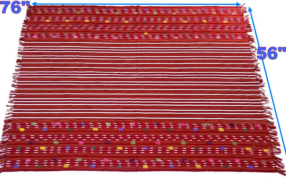 Solola Cotton Handwoven Burgundy Tablecloth With Fringes 56x76 inches
