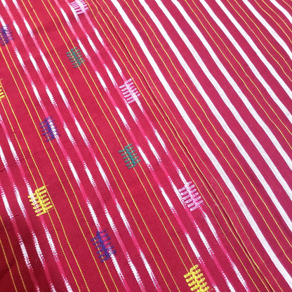 Solola Cotton Handwoven Burgundy Tablecloth With Fringes 56x76 inches