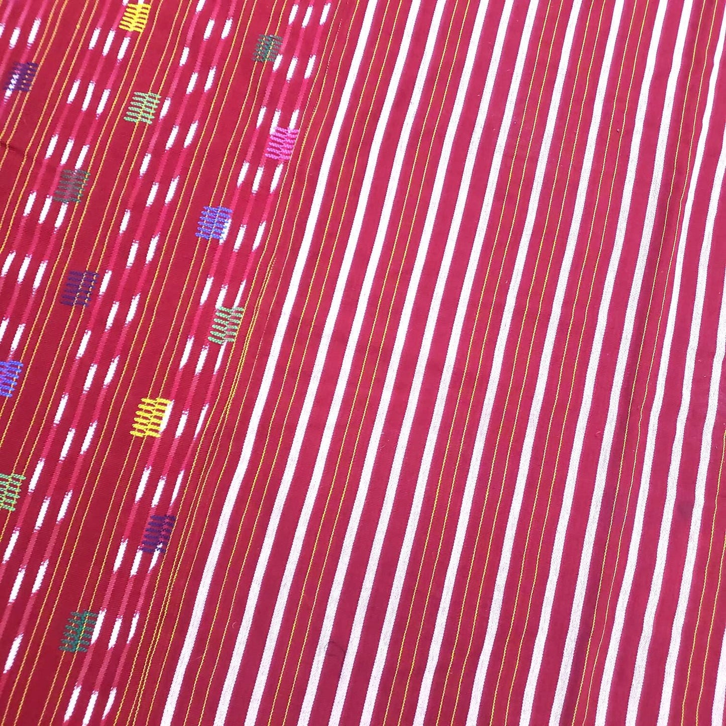 Solola Cotton Handwoven Burgundy Tablecloth With Fringes 56x76 inches