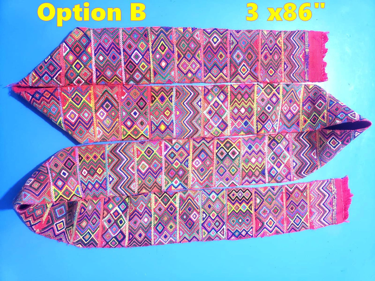 Vintage Red / Green Unique Guatemala Handmade WEAVED Cotton SASH CINTA from Aguacatan