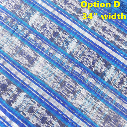 Guatemalan Unique Vintage Ikat Cotton fabric per yard, Hand Woven Ethnic Textile - 700 Corte