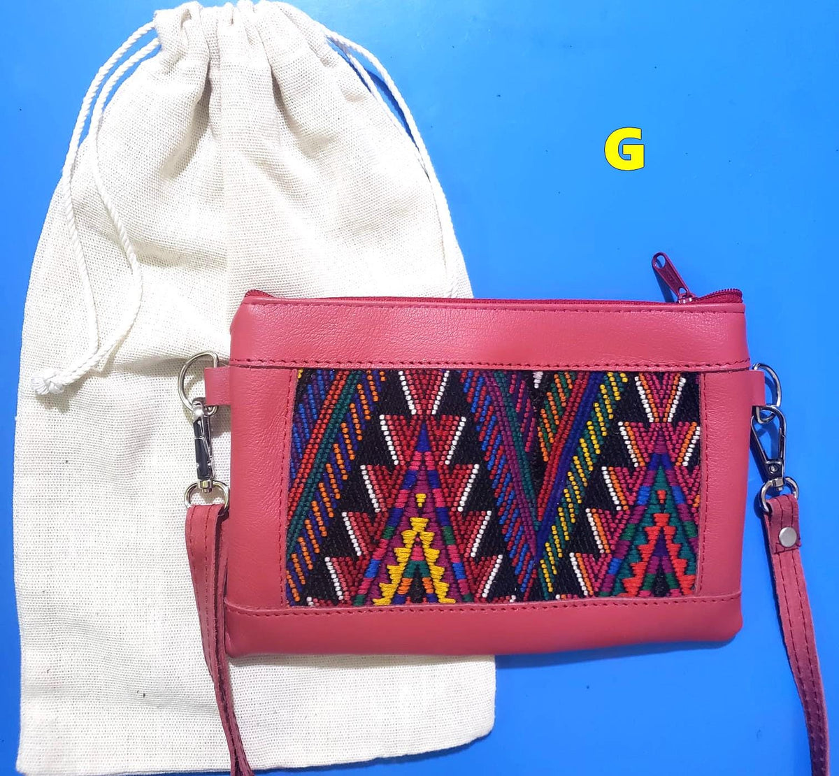 Aesthetic Woman Guatemalan Leather Huipil CROSSBODY Wristlet CLUTCH PURSE - Wristlet