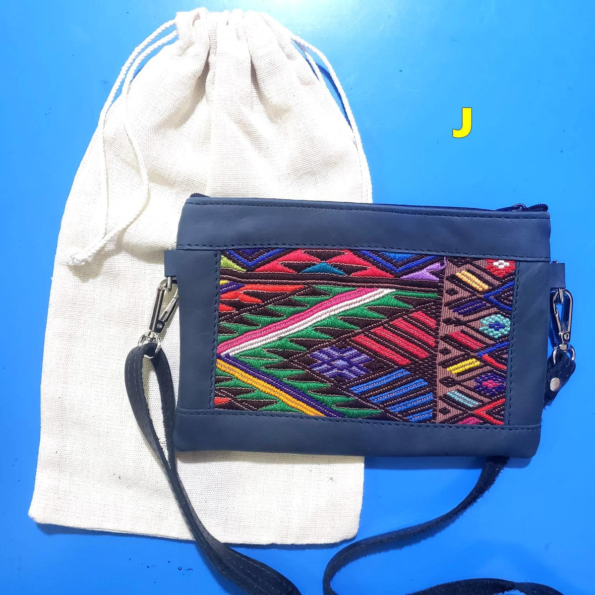 Aesthetic Woman Guatemalan Leather Huipil CROSSBODY Wristlet CLUTCH PURSE - Wristlet