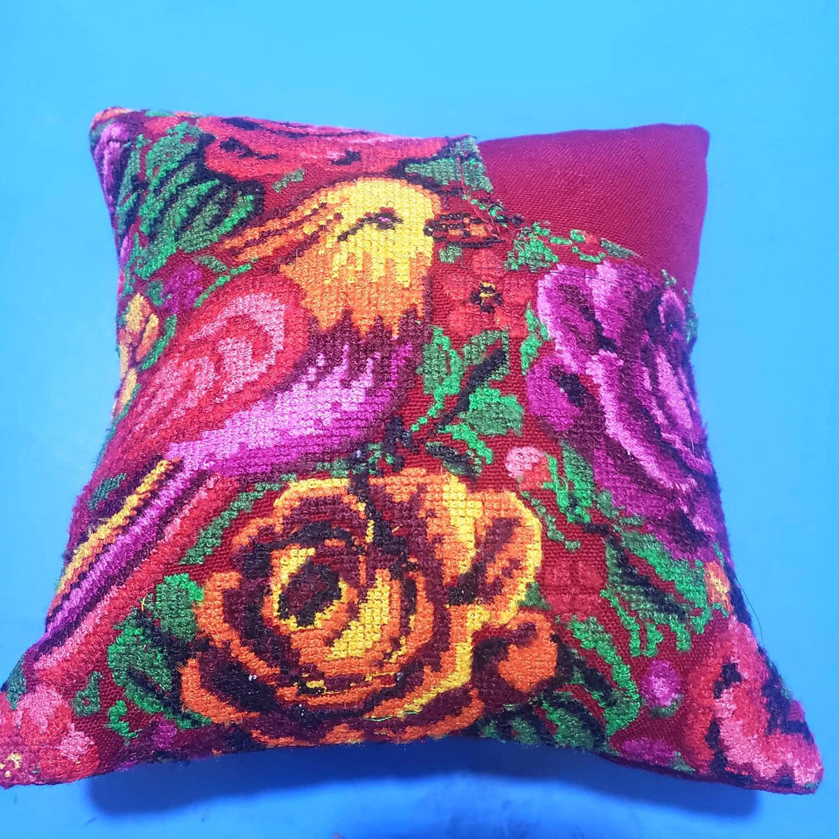 MINI Guatemala Pillow, PARROT Family Artistic Cushion 8x8, Birds Pillow Case