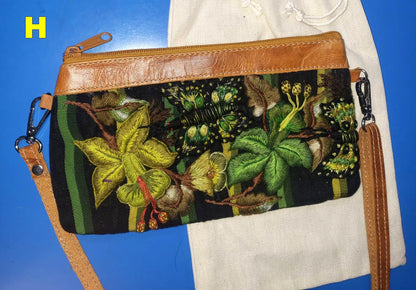 Guatemalan Leather Huipil Crossbody Clutch, Fair Trade Artisan Purse, Multi Card bag