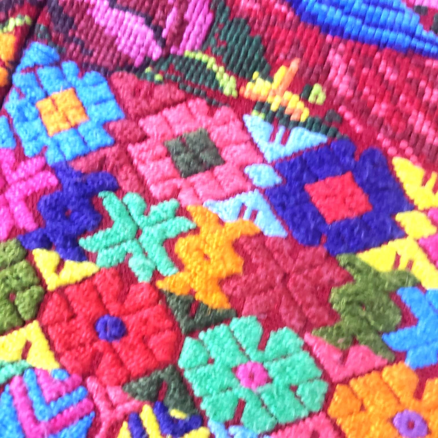 Vintage cotton unique RED handmade weaved Mayan TACTIC COBAN huipil