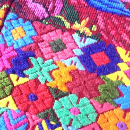 Vintage cotton unique RED handmade weaved Mayan TACTIC COBAN huipil