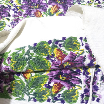 Handmade Weaved WHITE Cotton Huipil, "Mayan Floral" Style, TECPAN Tunique