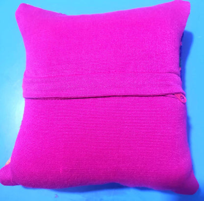 MINI Guatemala Hand Embroidery Pillow, Peacock Couple Embroidery Cushion 8x8, Magento Birds Pillow Case