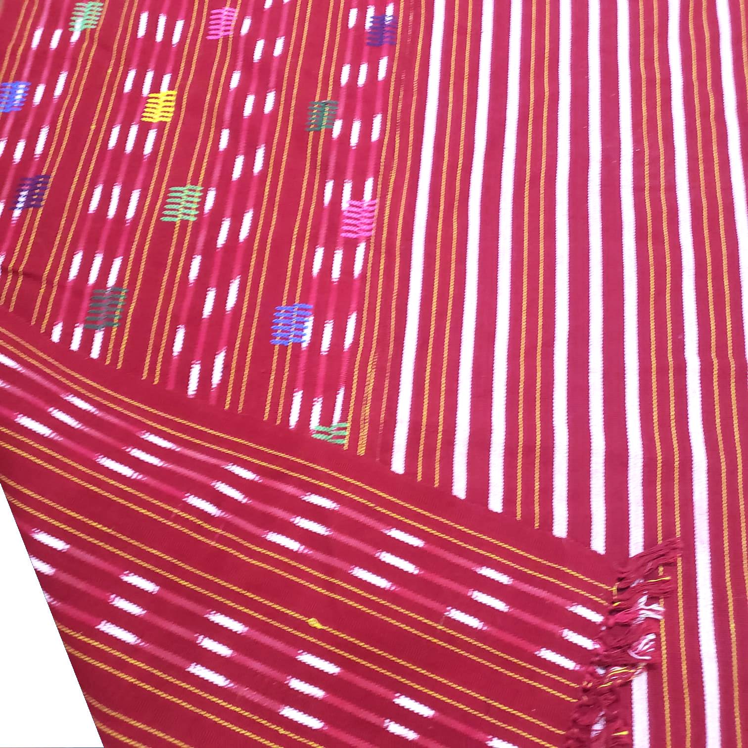 Solola Cotton Handwoven Burgundy Tablecloth With Fringes 56x76 inches
