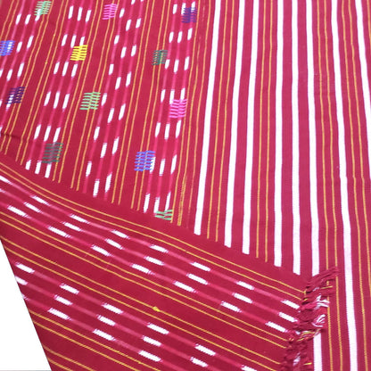 Solola Cotton Handwoven Burgundy Tablecloth With Fringes 56x76 inches
