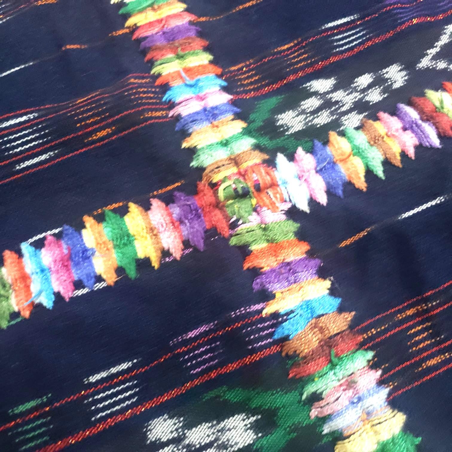 INDIGO Artisan Elegance TABLECLOTH, Embroidered Nahuala Heritage Table Cover, Vibrant Threads Dining Cloth