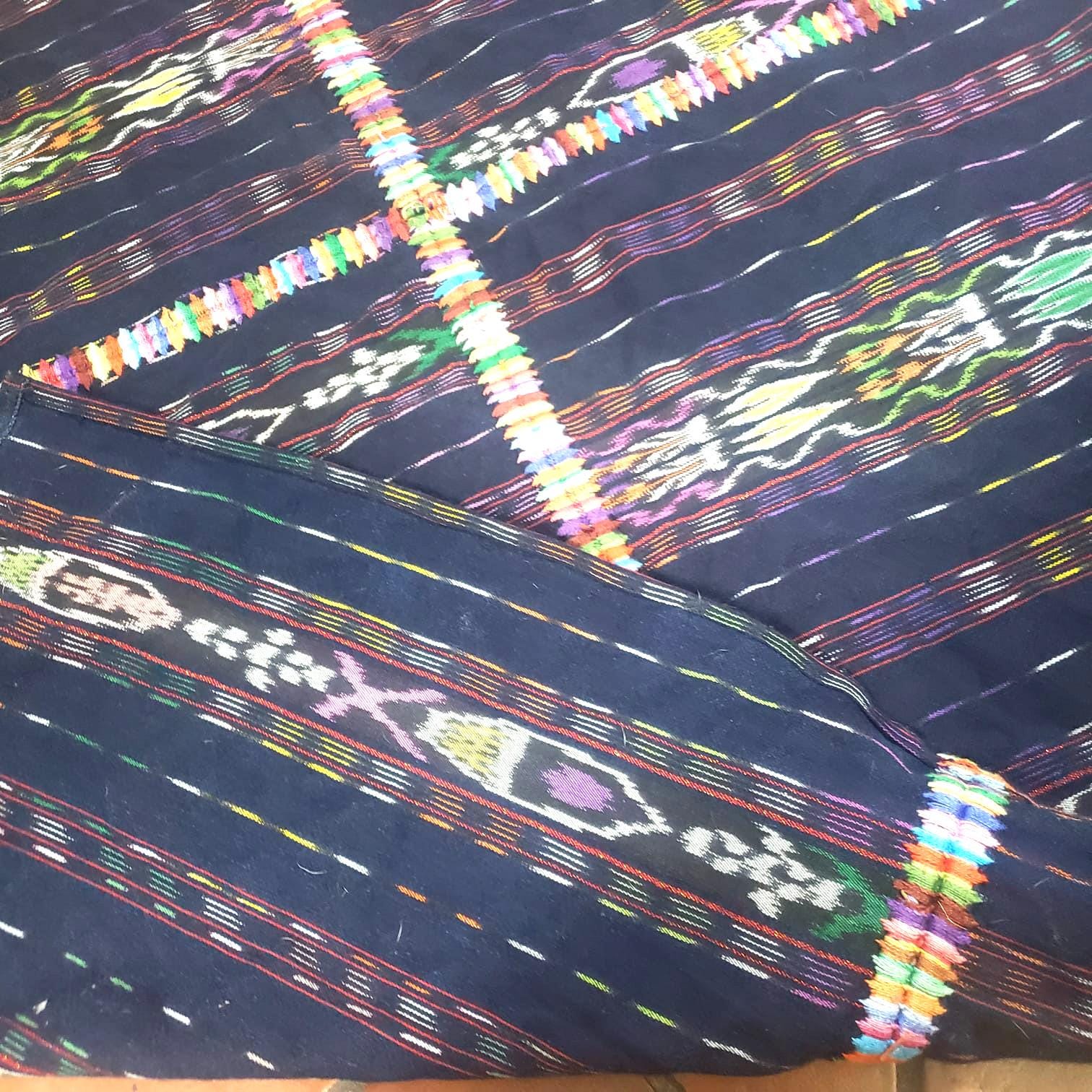 INDIGO Artisan Elegance TABLECLOTH, Embroidered Nahuala Heritage Table Cover, Vibrant Threads Dining Cloth