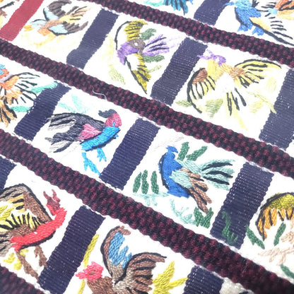 Vintage Handmade EMBROIDERED Parrots SANTIAGO Atitlan Huipil Cotton Wall Decor Tapestry