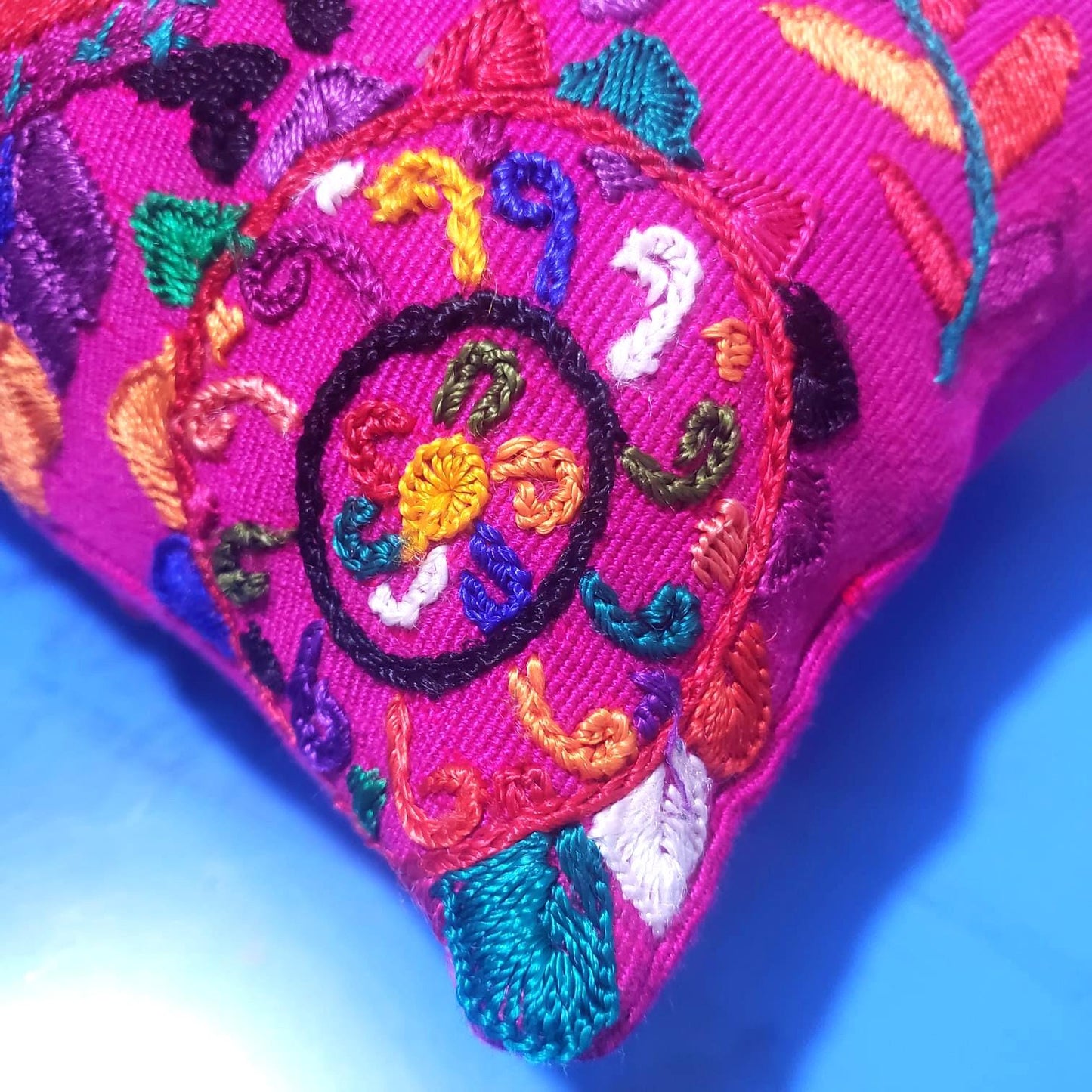 MINI Guatemala Hand Embroidery Pillow, Peacock Couple Embroidery Cushion 8x8, Magento Birds Pillow Case